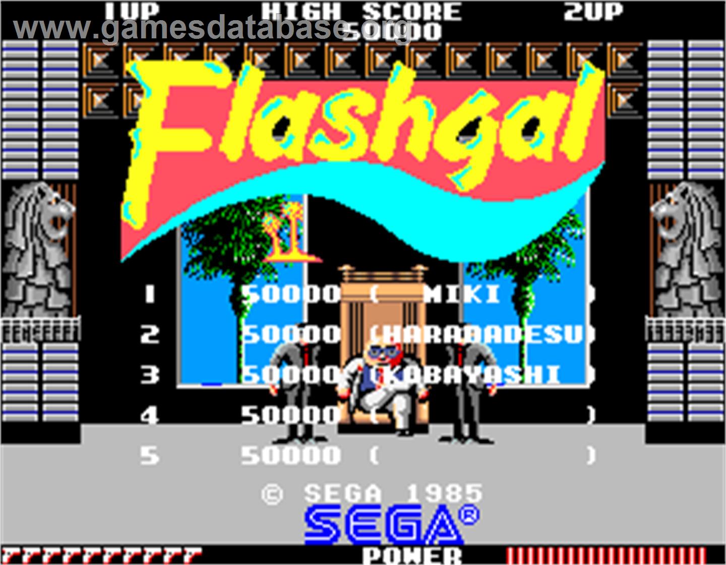 Flashgal - Arcade - Artwork - High Score Screen