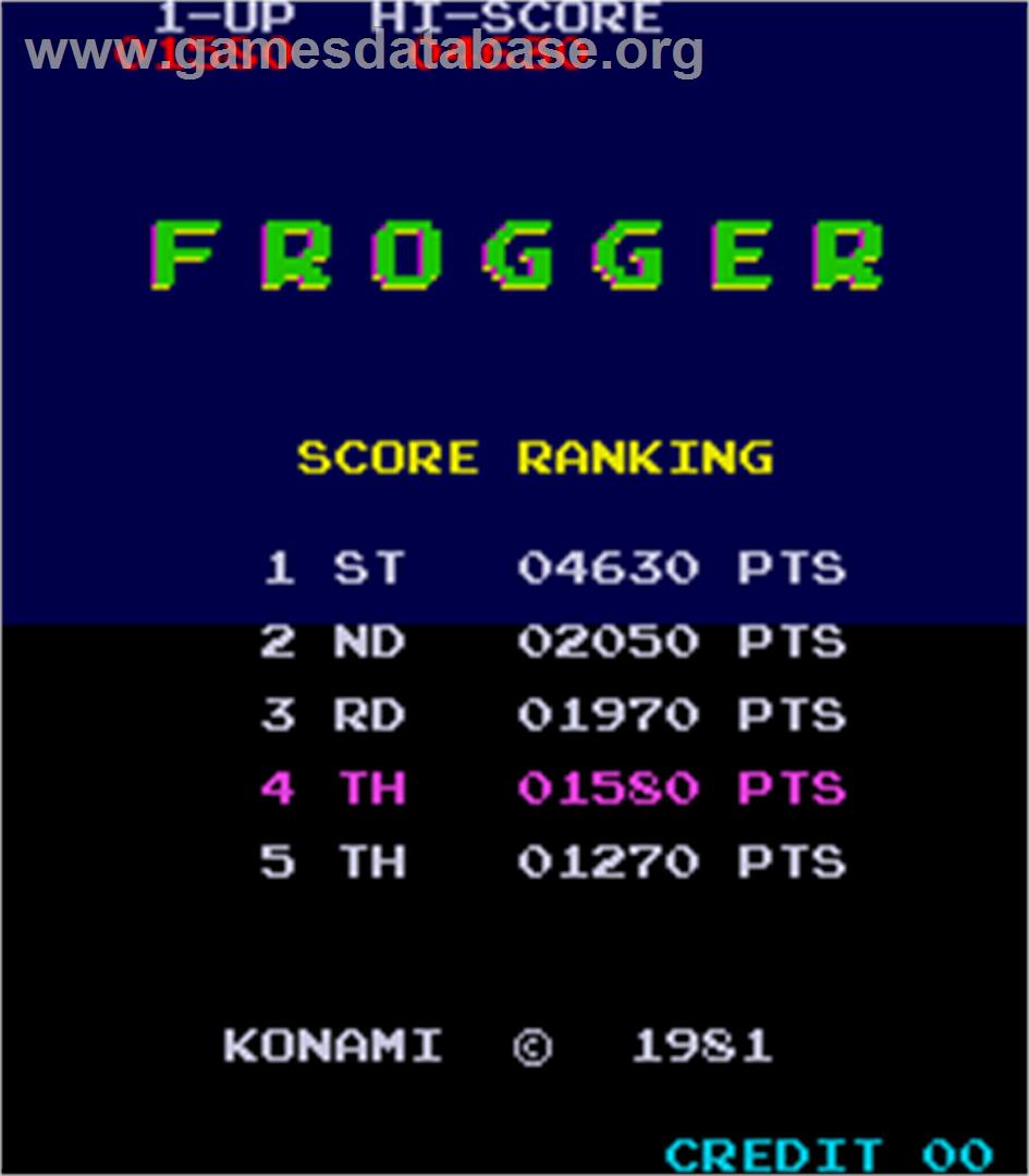 Frog - Arcade - Artwork - High Score Screen