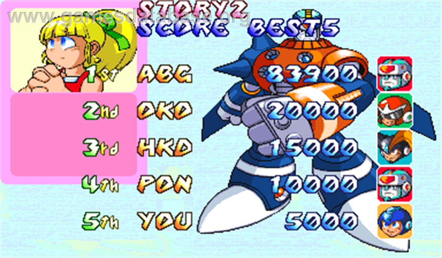 Giga Man 2: The Power Fighters - Arcade - Artwork - High Score Screen
