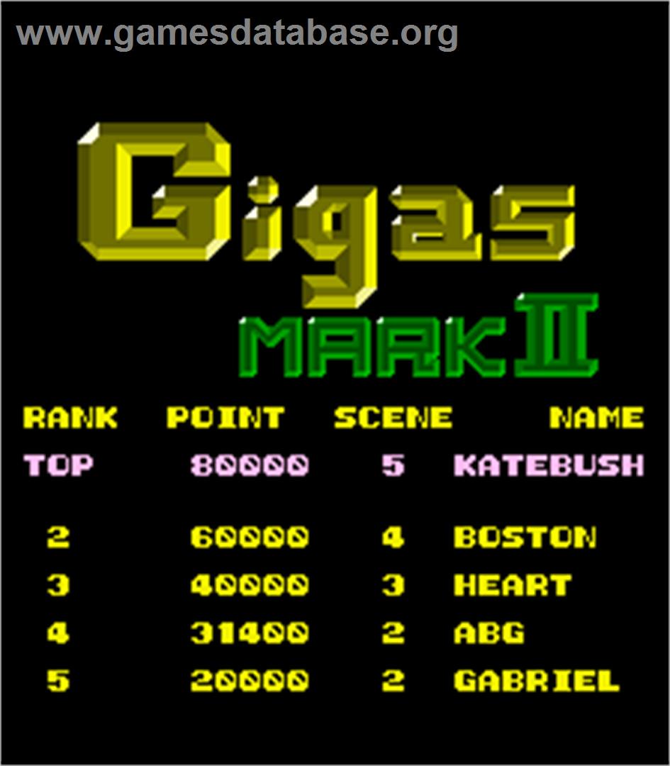 Gigas Mark II - Arcade - Artwork - High Score Screen