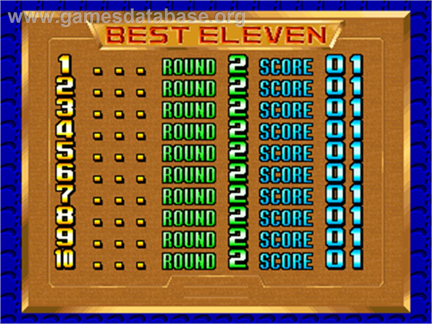 Goal! '92 - Arcade - Artwork - High Score Screen