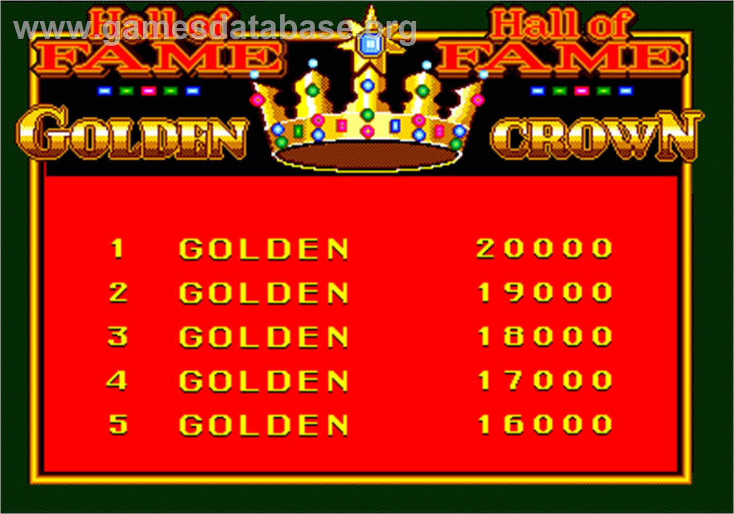 Golden Crown - Arcade - Artwork - High Score Screen