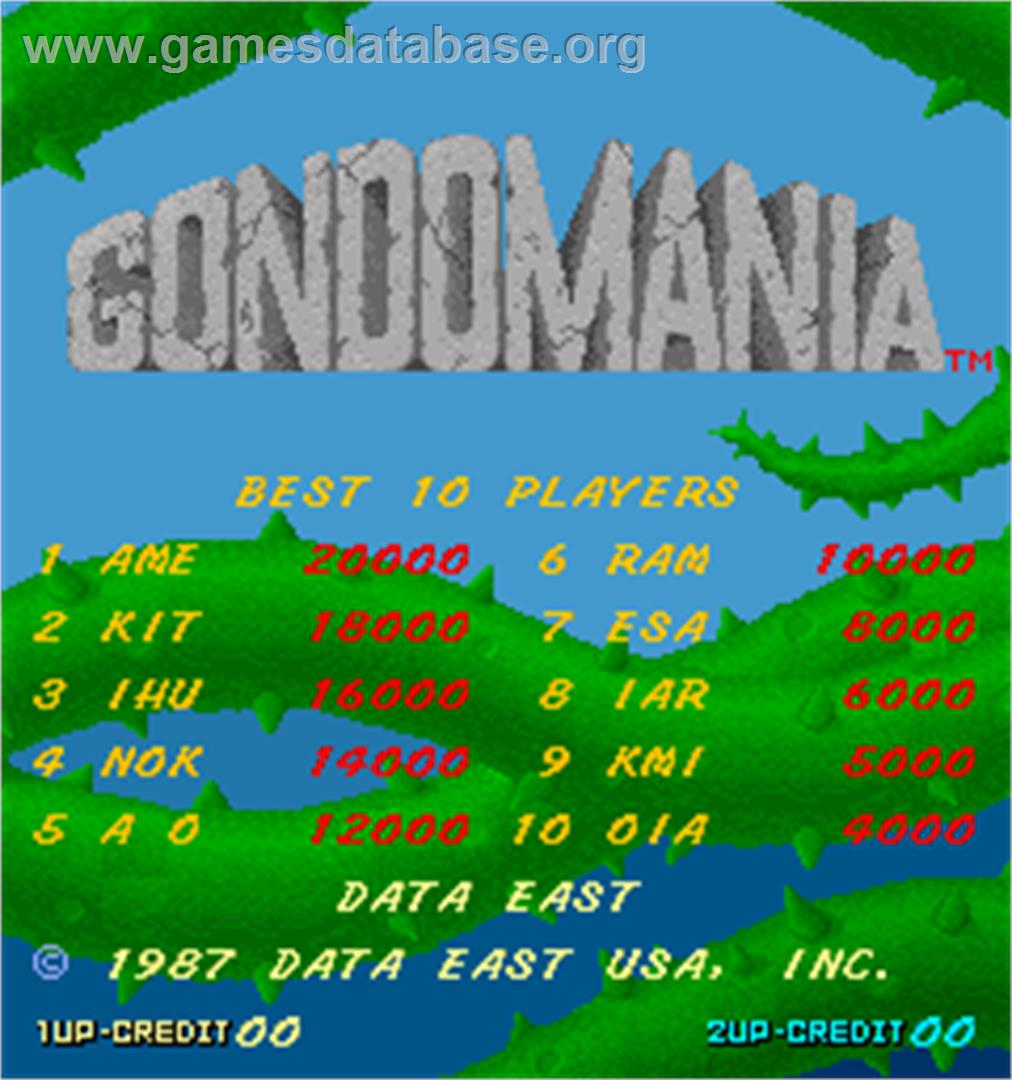 Gondomania - Arcade - Artwork - High Score Screen
