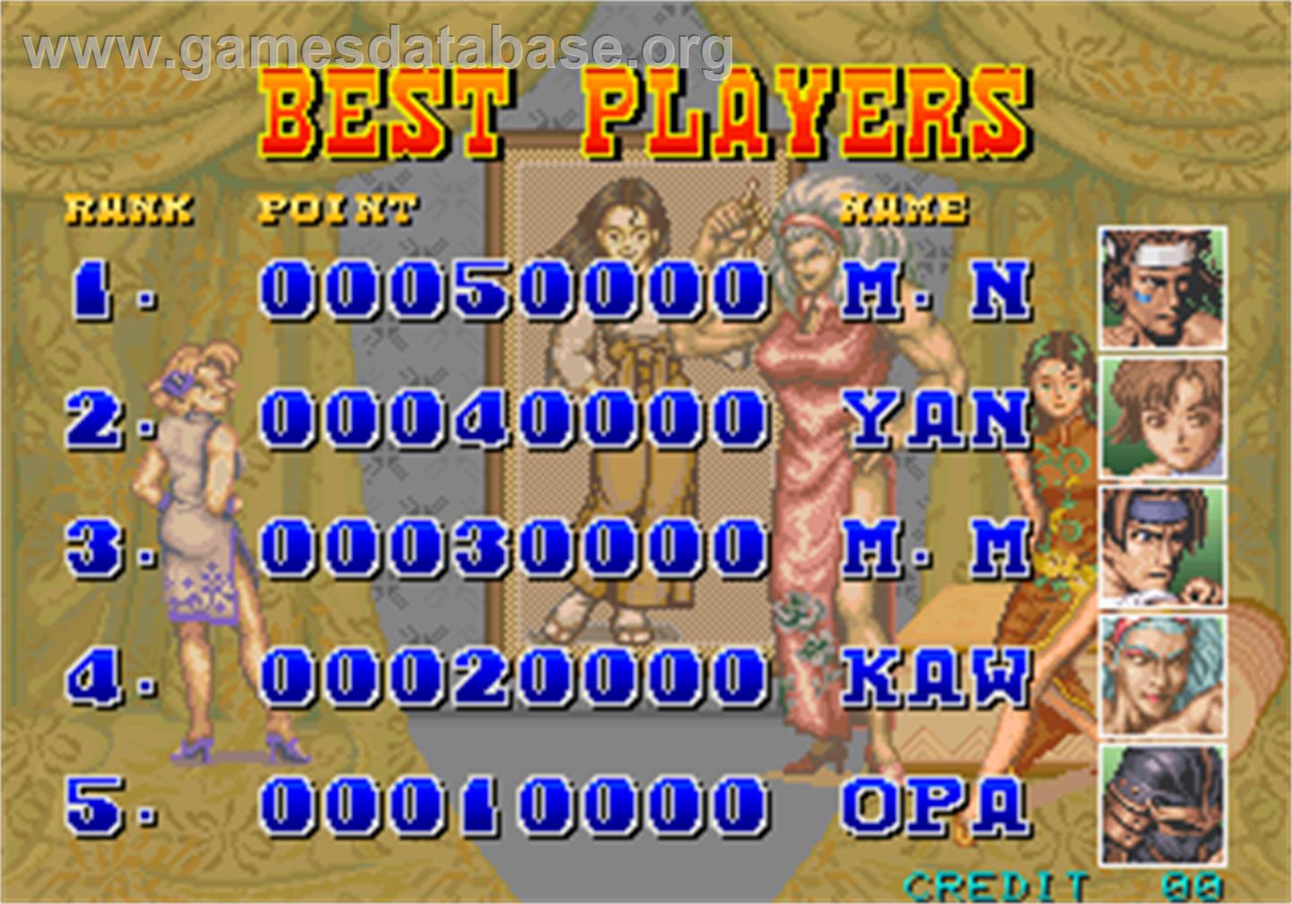 Gouketsuji Ichizoku - Arcade - Artwork - High Score Screen