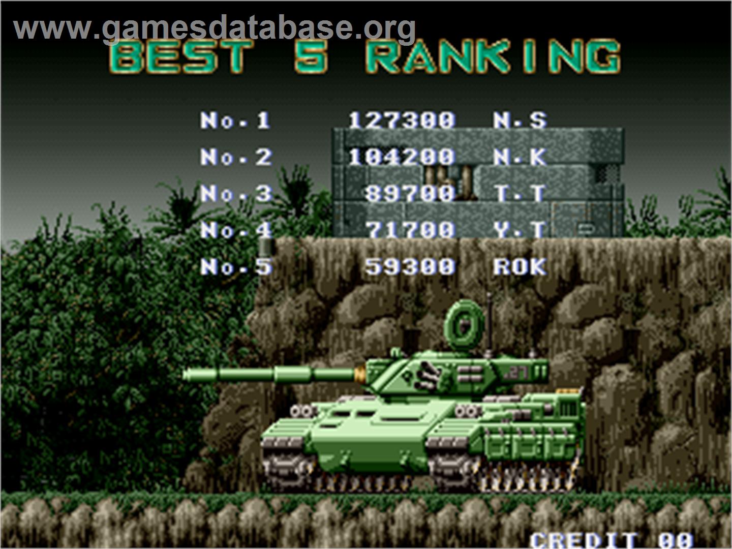 Gunforce - Battle Fire Engulfed Terror Island - Arcade - Artwork - High Score Screen