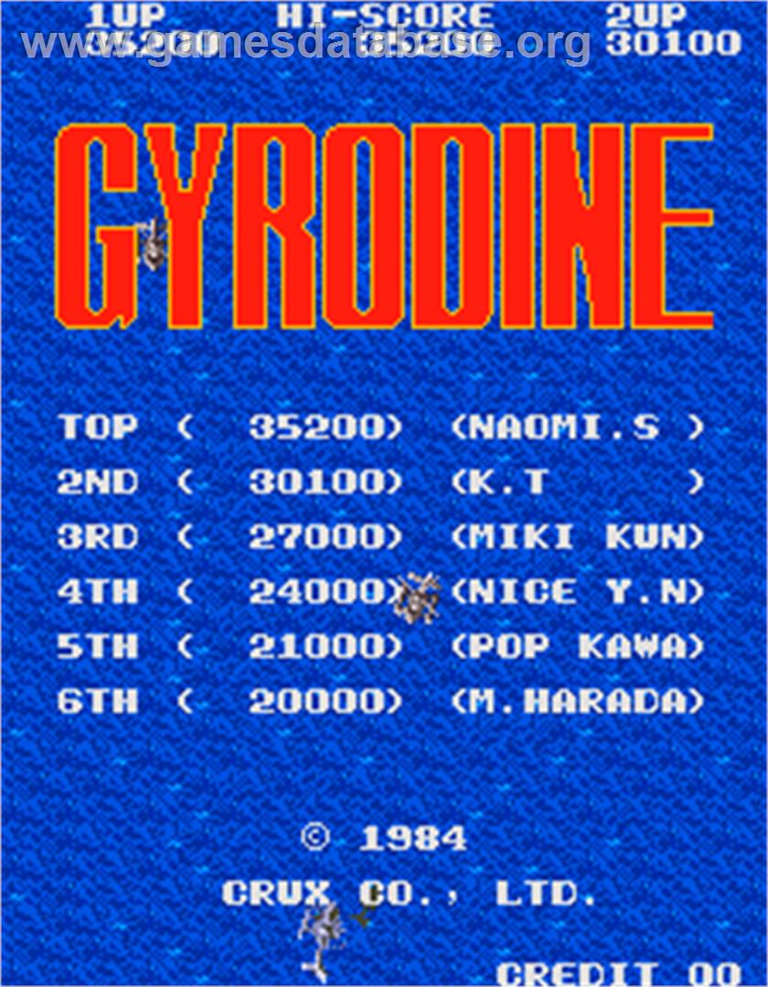 Gyrodine - Arcade - Artwork - High Score Screen