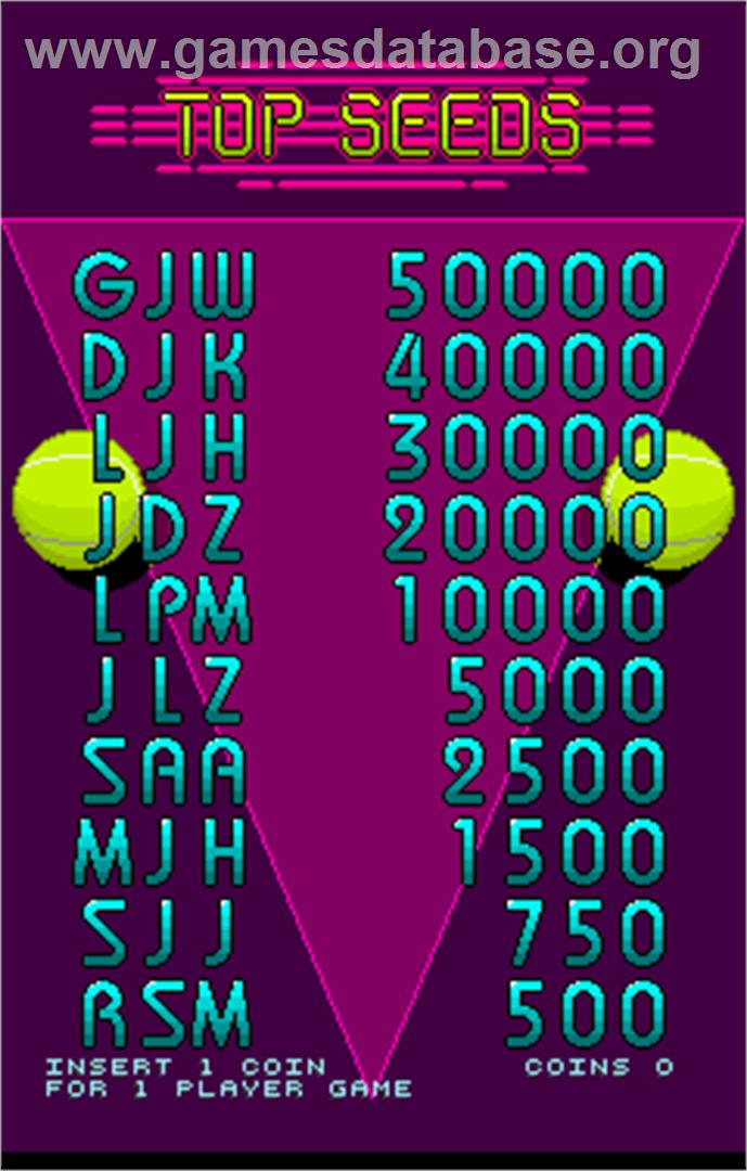 Hot Shots Tennis - Arcade - Artwork - High Score Screen