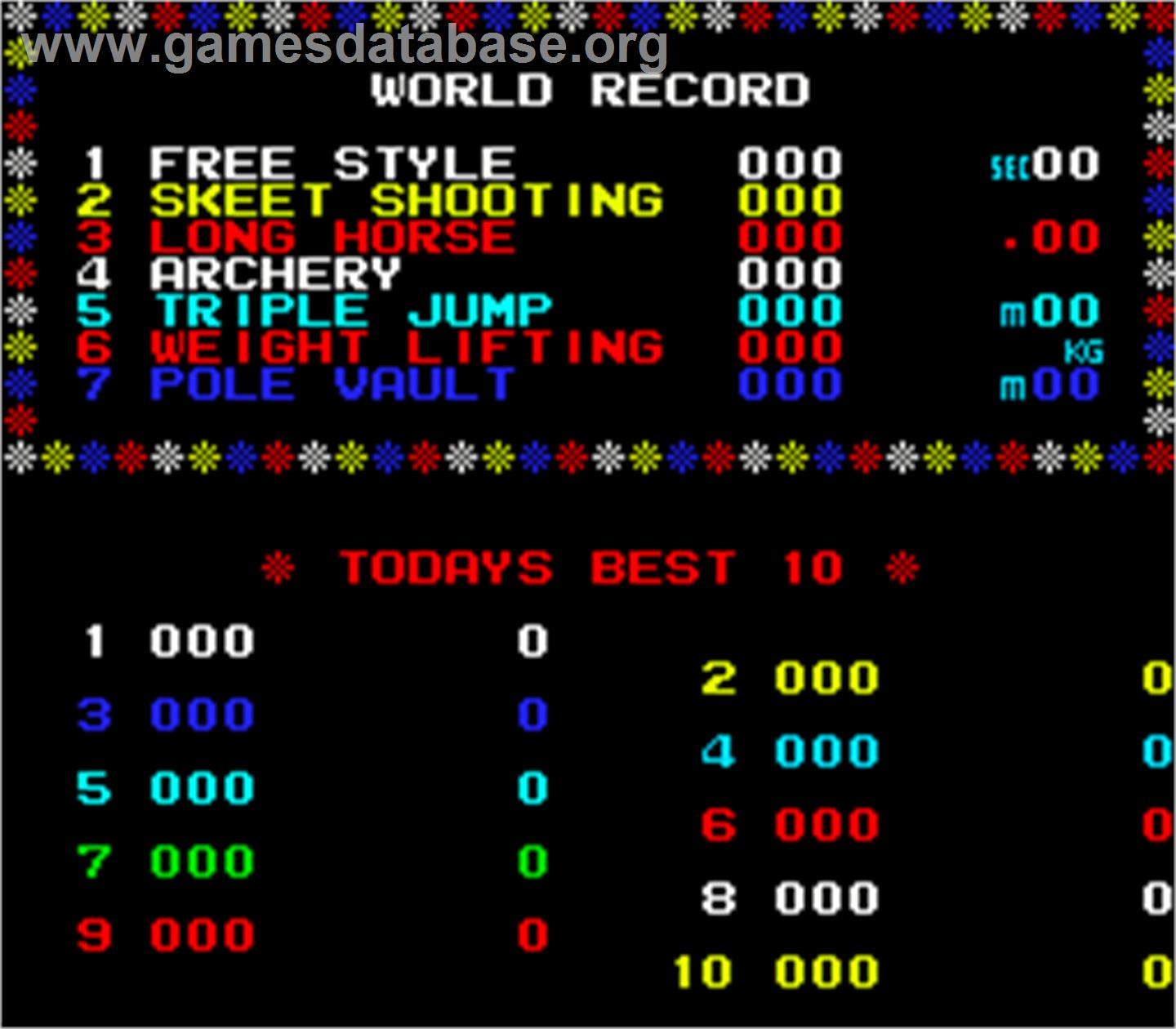 Hyper Olympic '84 - Arcade - Artwork - High Score Screen