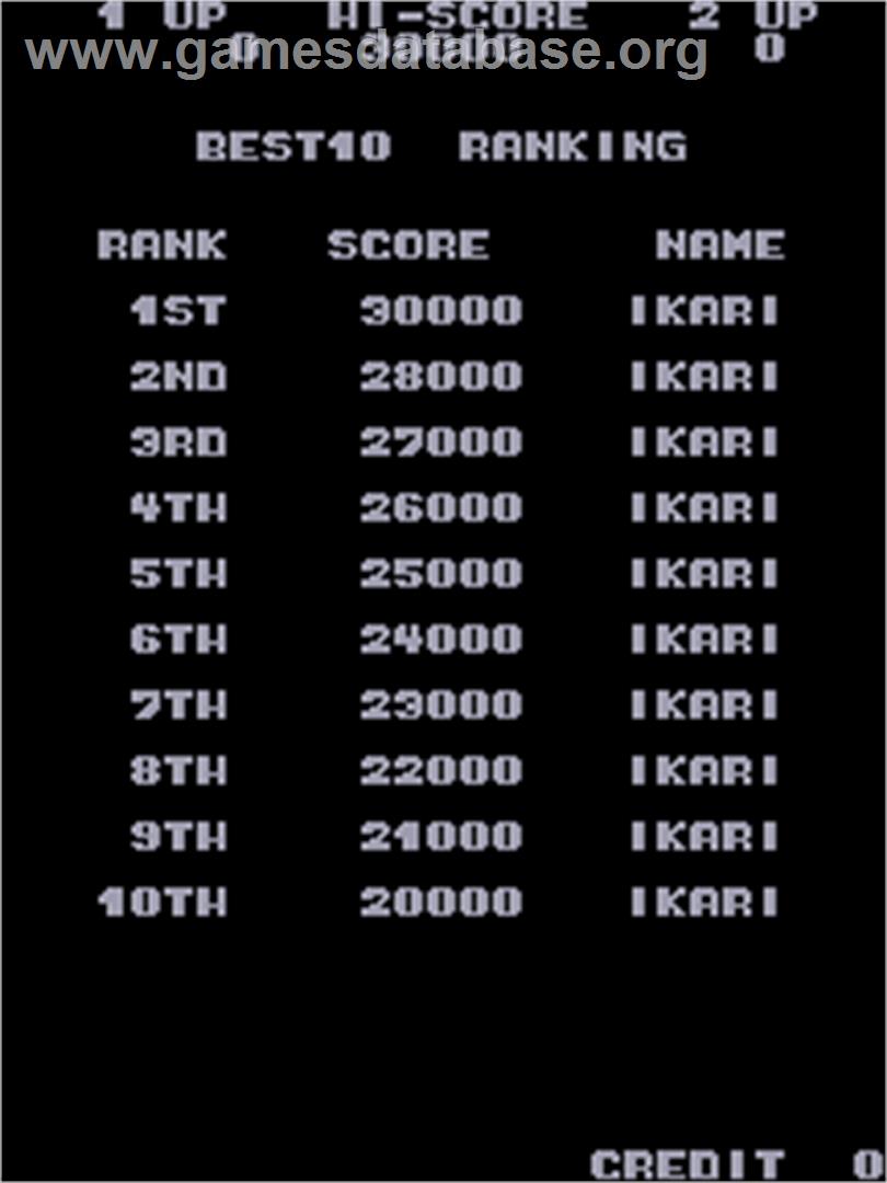 Ikari - Arcade - Artwork - High Score Screen