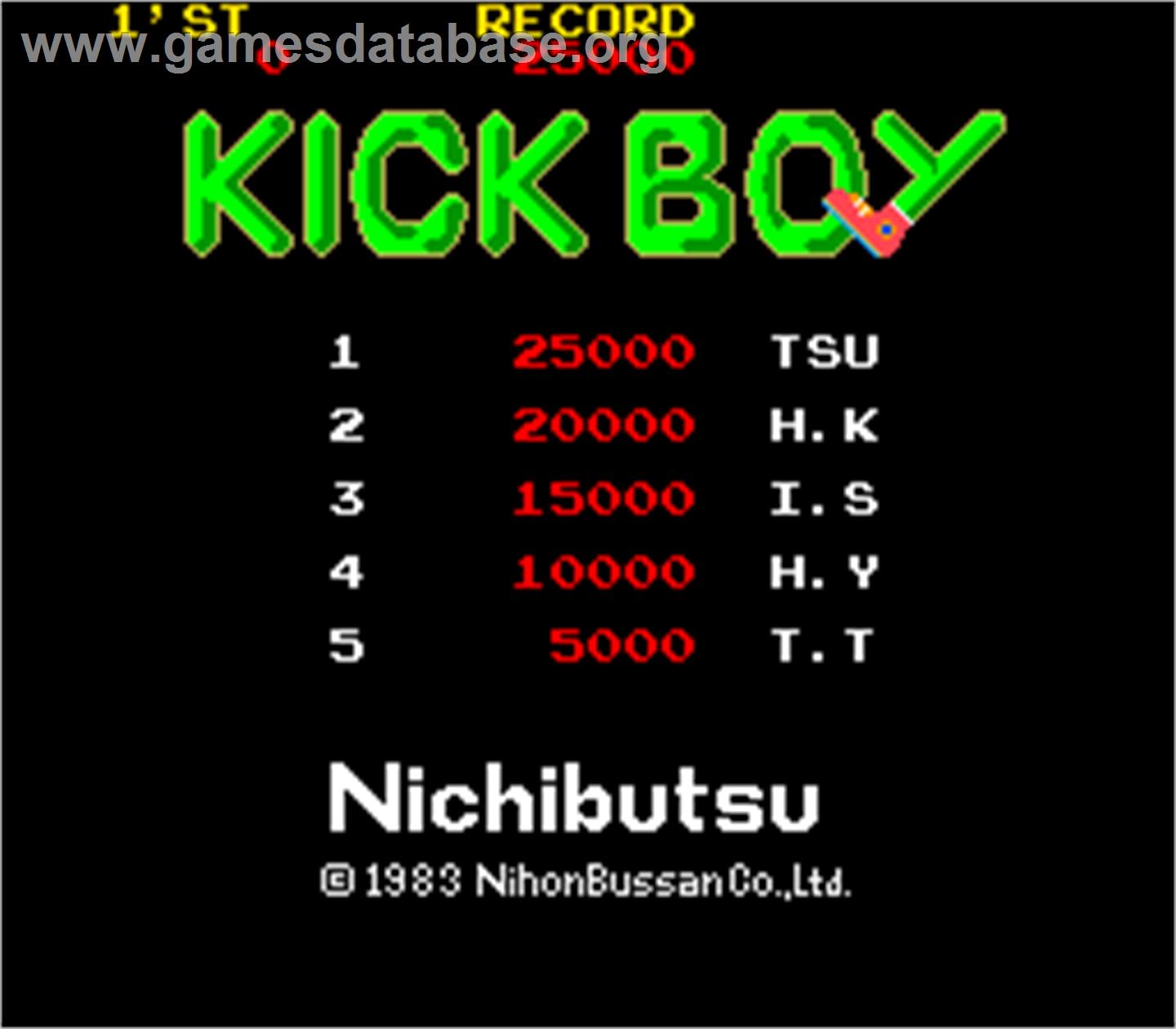 Kick Boy - Arcade - Artwork - High Score Screen