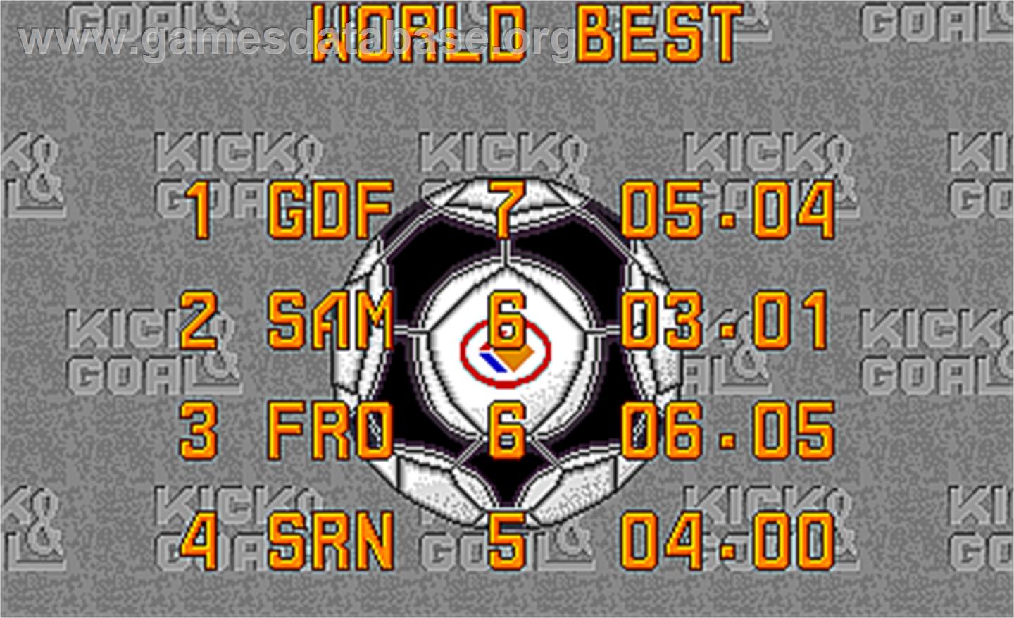 Kick Goal - Arcade - Artwork - High Score Screen