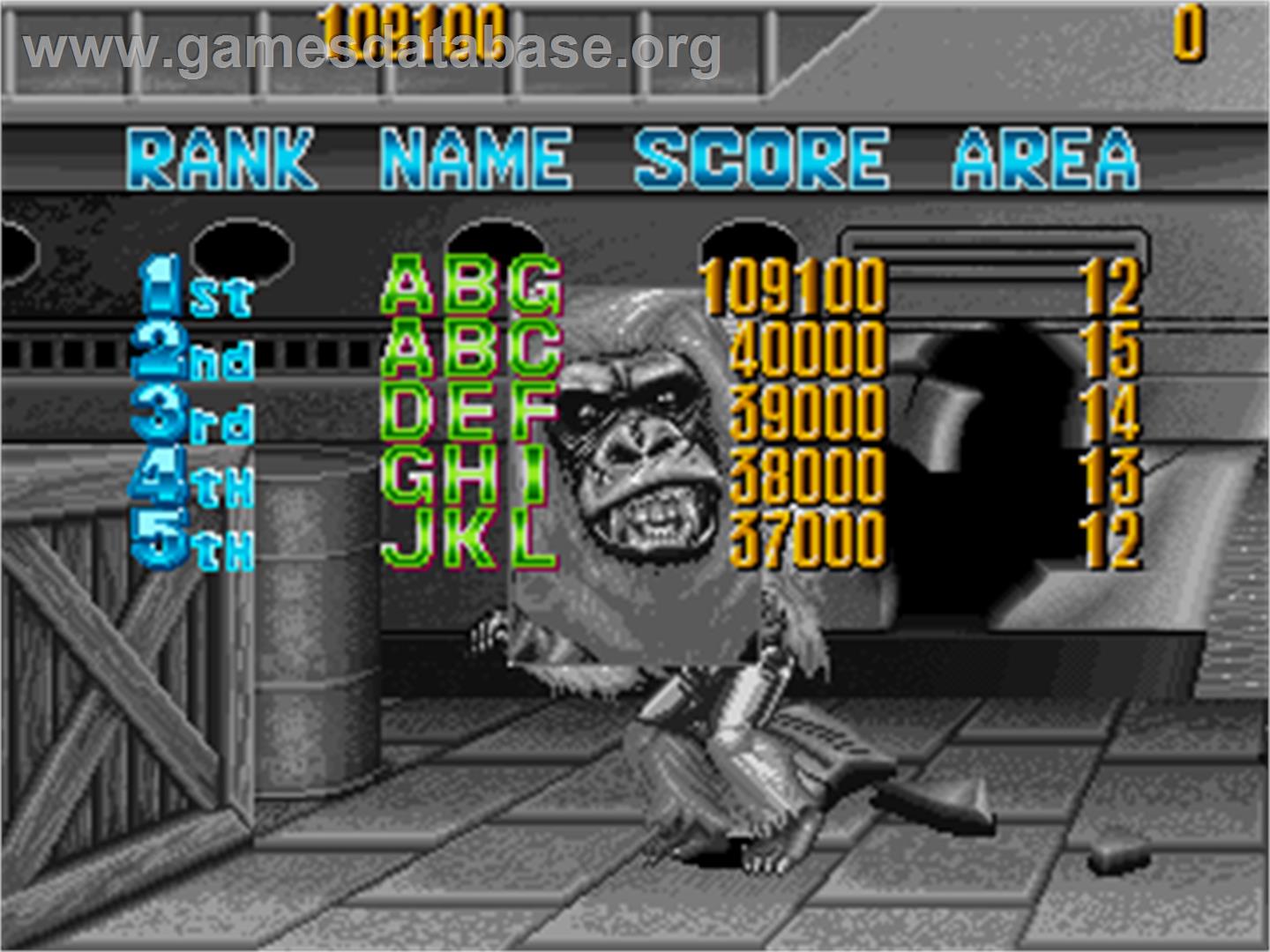 Knuckle Bash 2 - Arcade - Artwork - High Score Screen