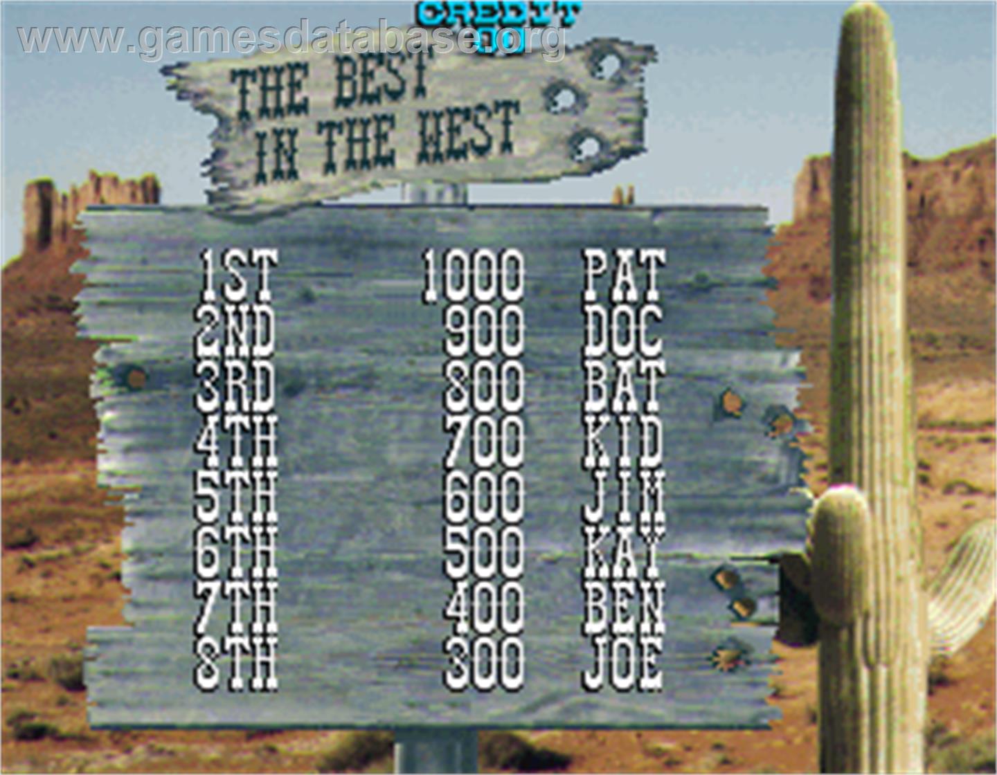 Lethal Enforcers II: The Western - Arcade - Artwork - High Score Screen