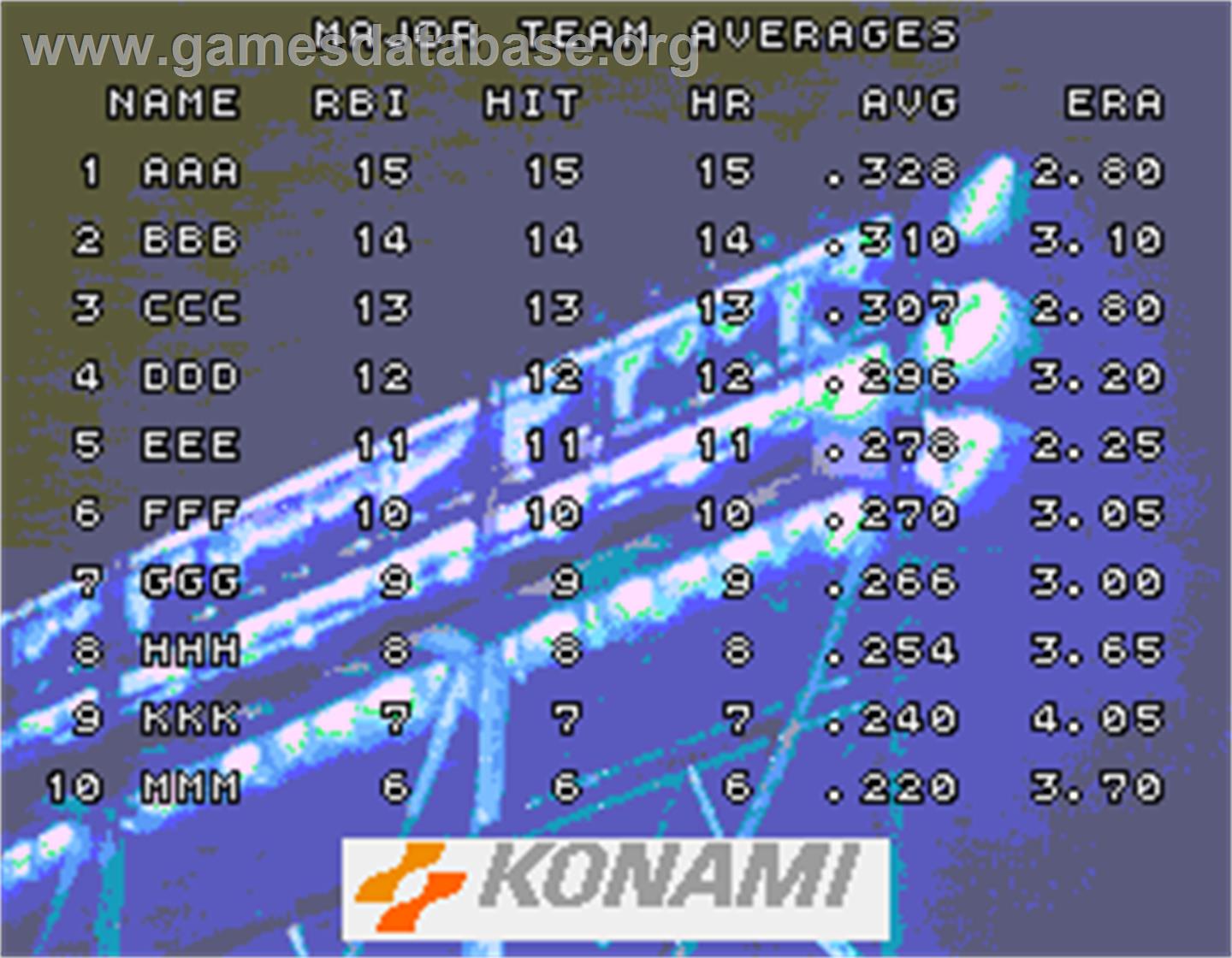 Main Stadium - Arcade - Artwork - High Score Screen