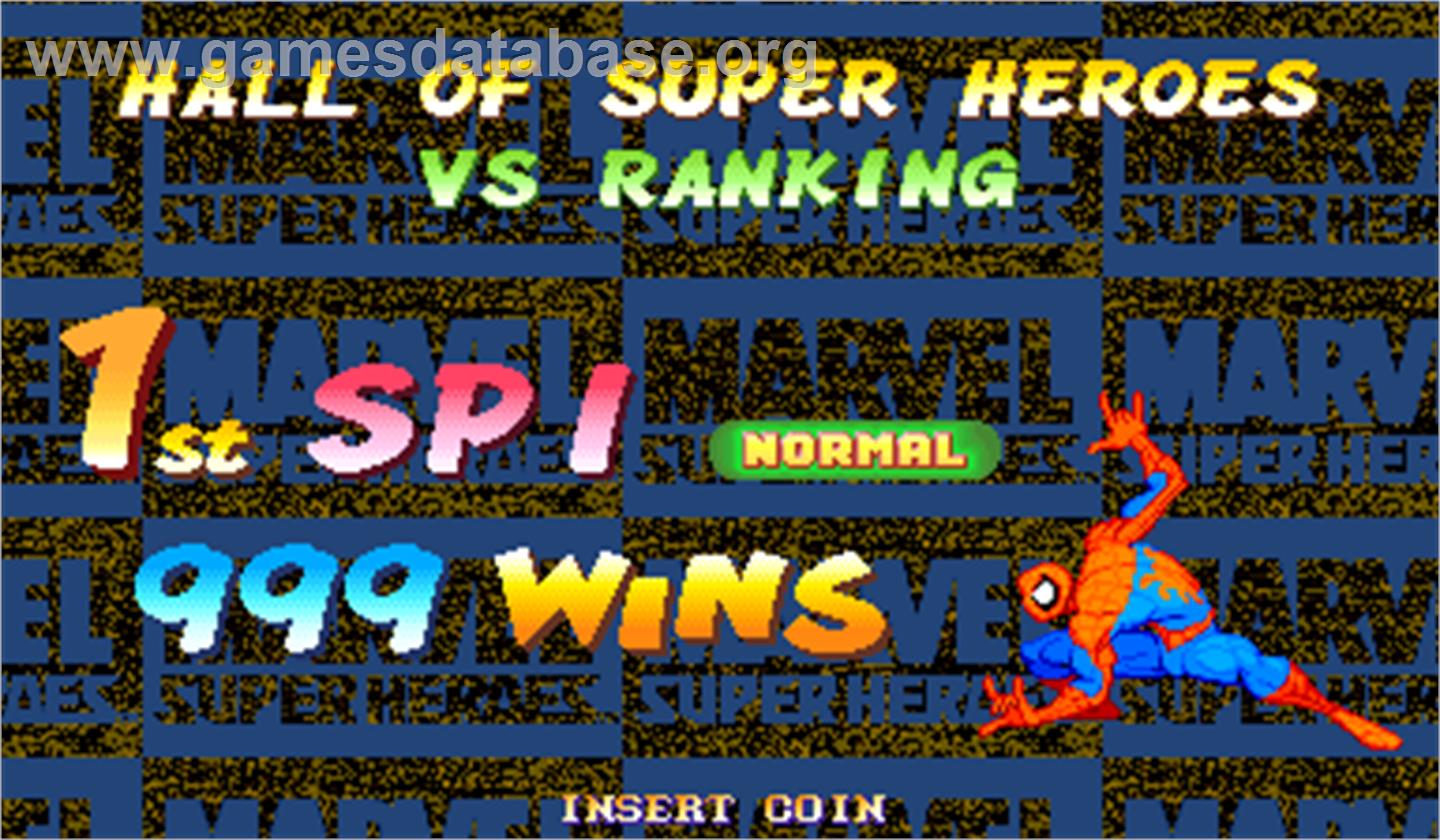 Marvel Super Heroes - Arcade - Artwork - High Score Screen