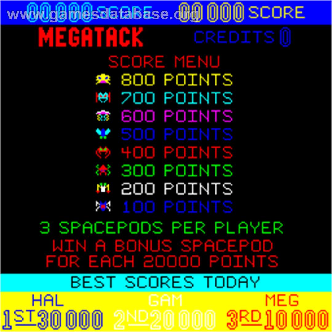 Megatack - Arcade - Artwork - High Score Screen
