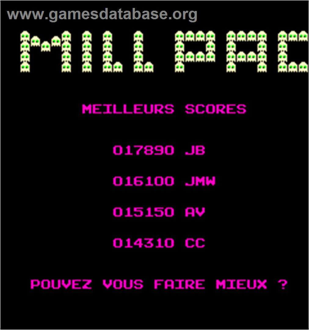 Millpac - Arcade - Artwork - High Score Screen