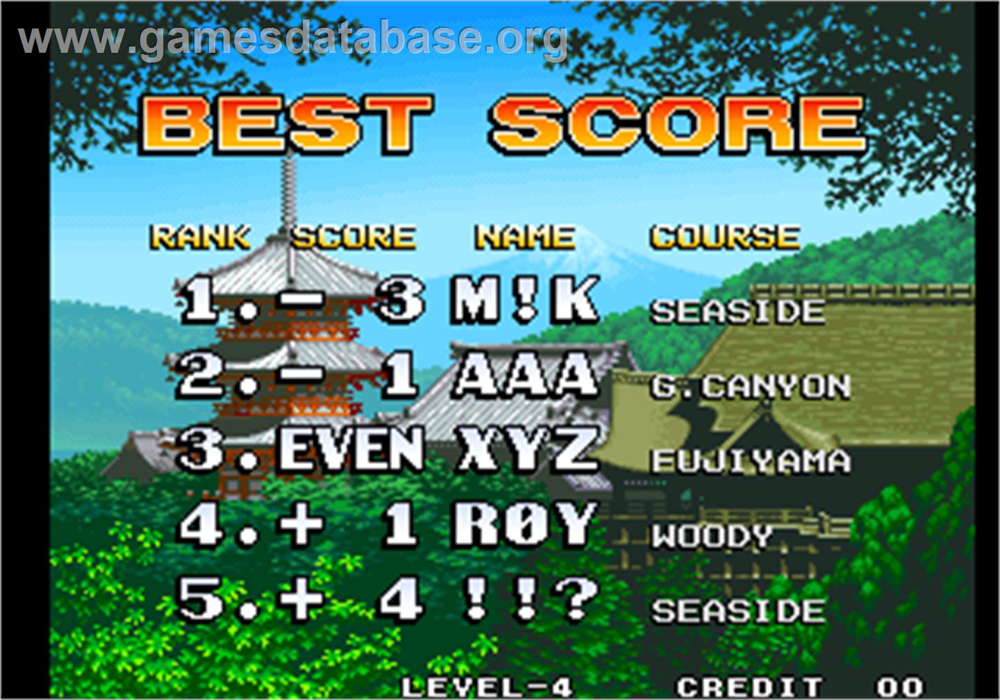 Neo Turf Masters / Big Tournament Golf - Arcade - Artwork - High Score Screen
