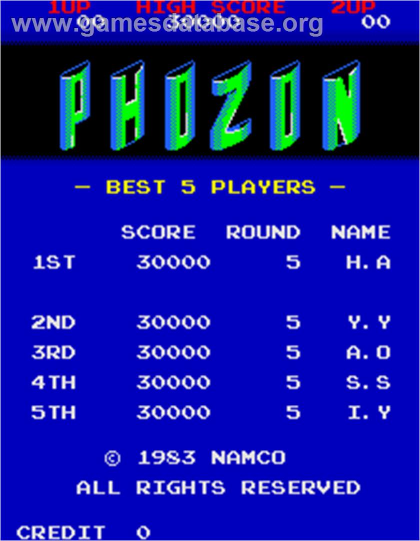 Phozon - Arcade - Artwork - High Score Screen