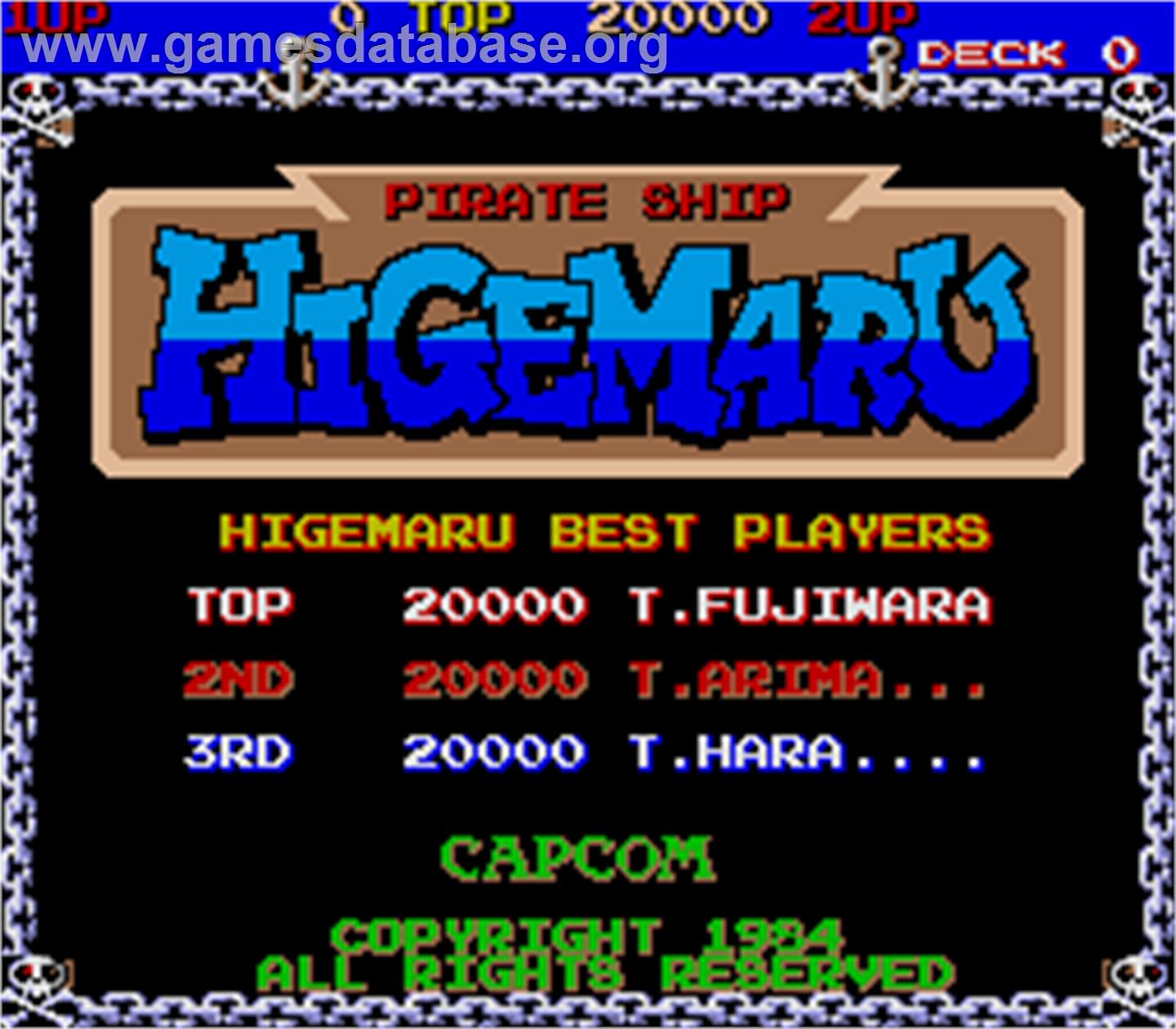 Pirate Ship Higemaru - Arcade - Artwork - High Score Screen