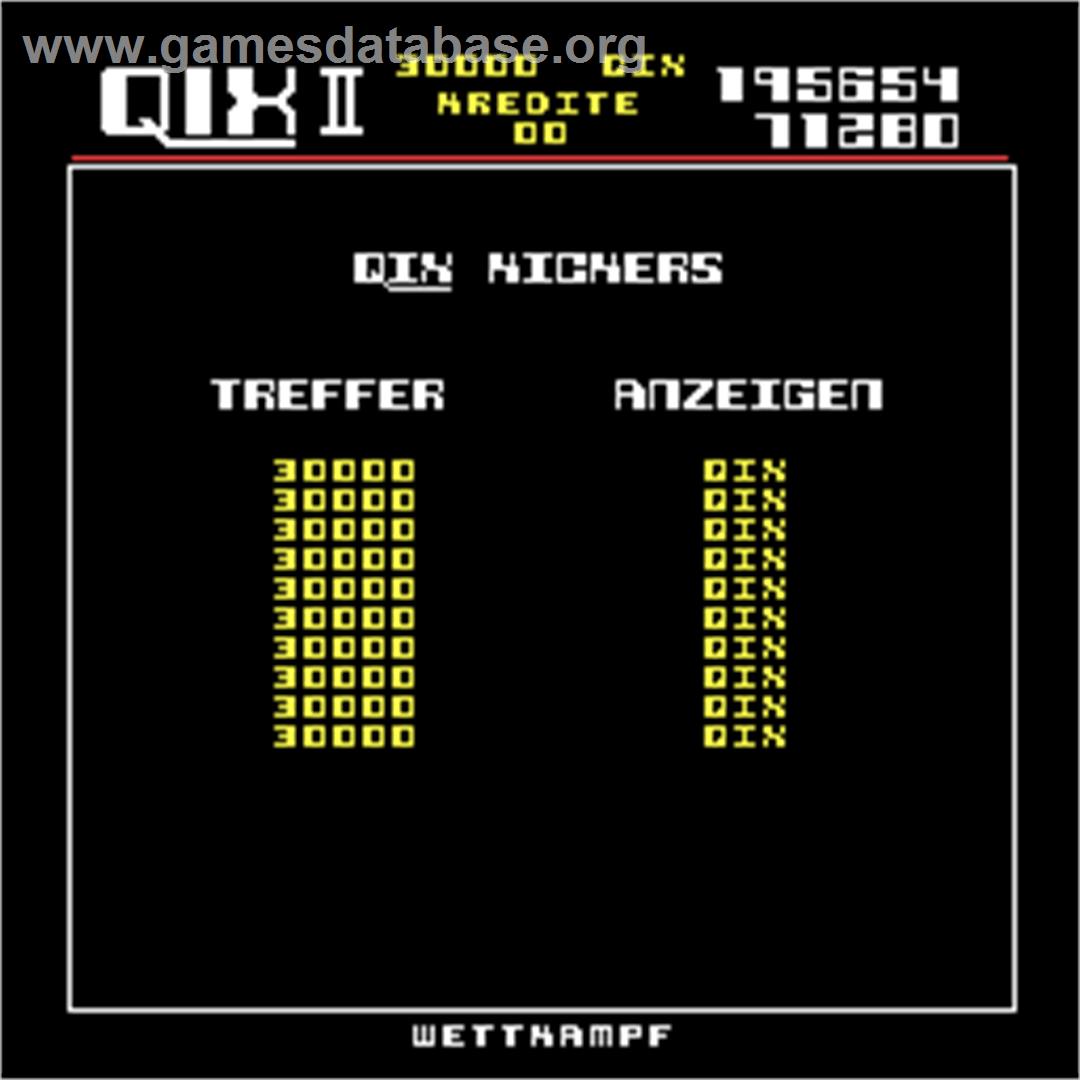 Qix II - Arcade - Artwork - High Score Screen