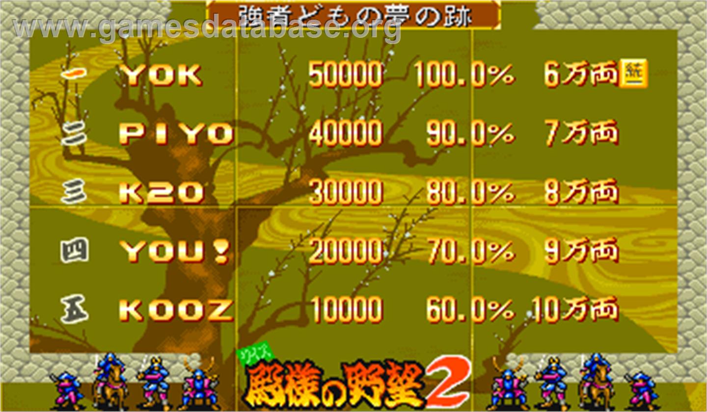Quiz Tonosama no Yabou 2: Zenkoku-ban - Arcade - Artwork - High Score Screen