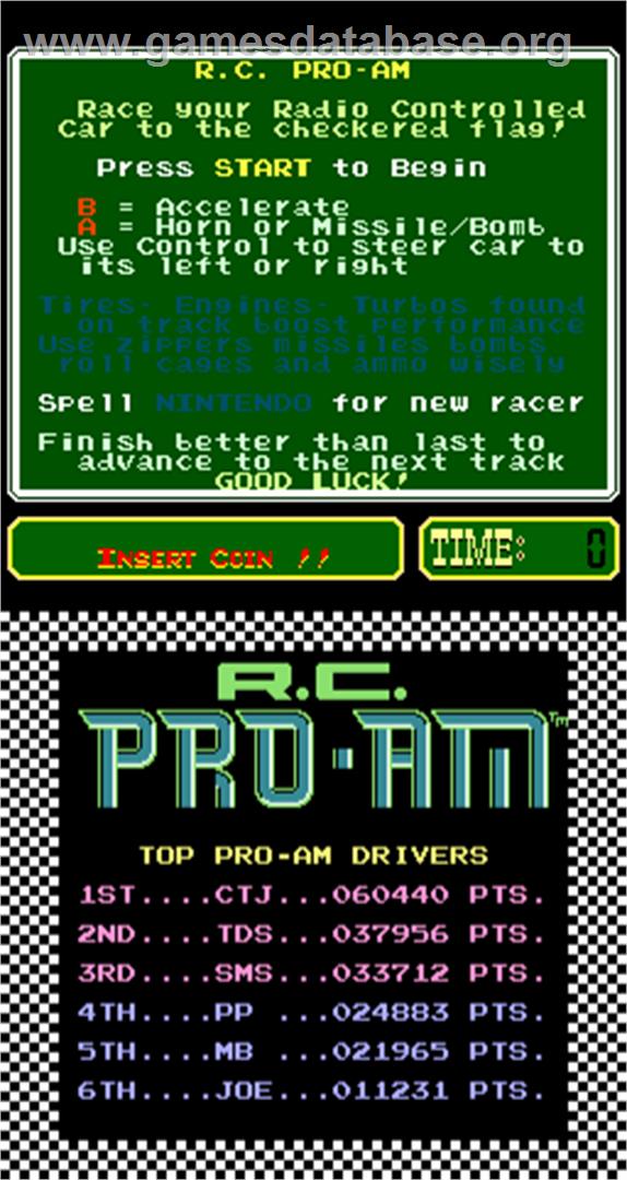 R.C. Pro-Am - Arcade - Artwork - High Score Screen