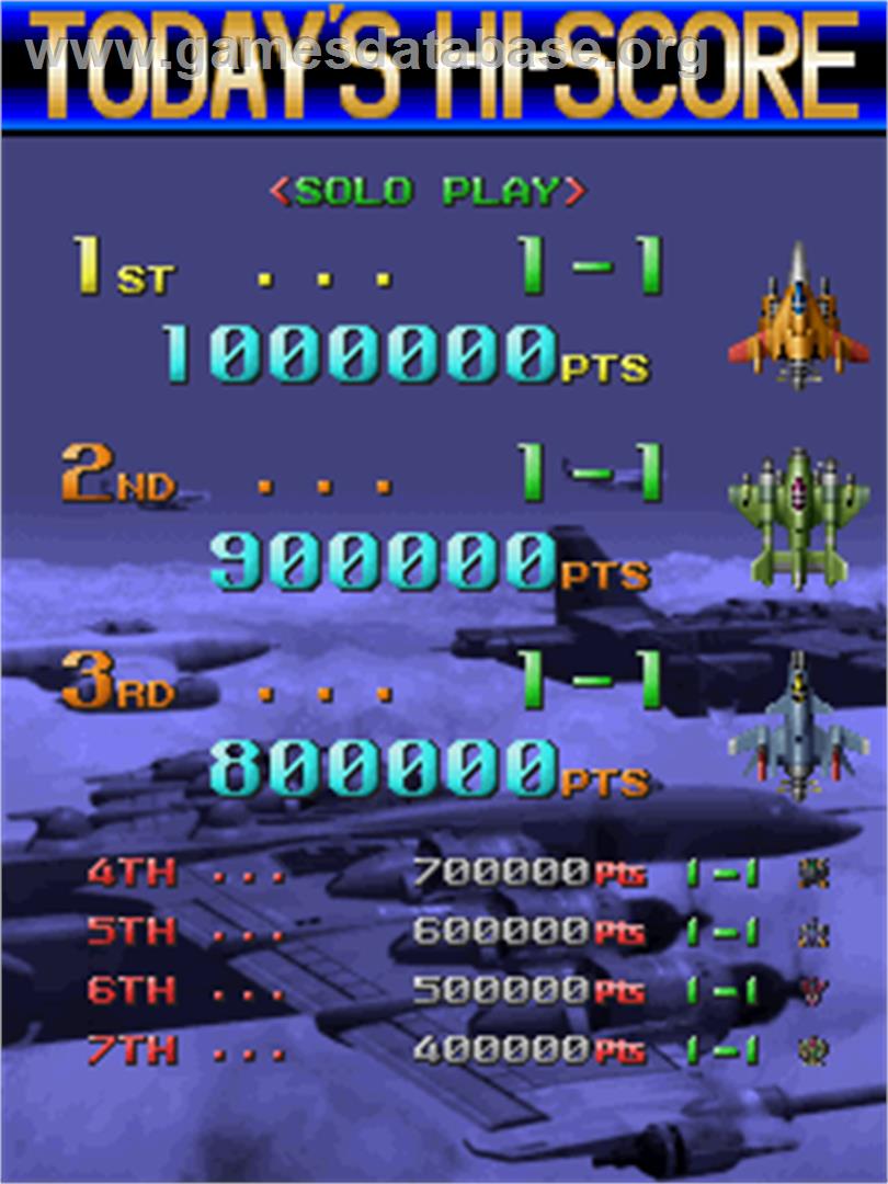Raiden Fighters 2 - Arcade - Artwork - High Score Screen