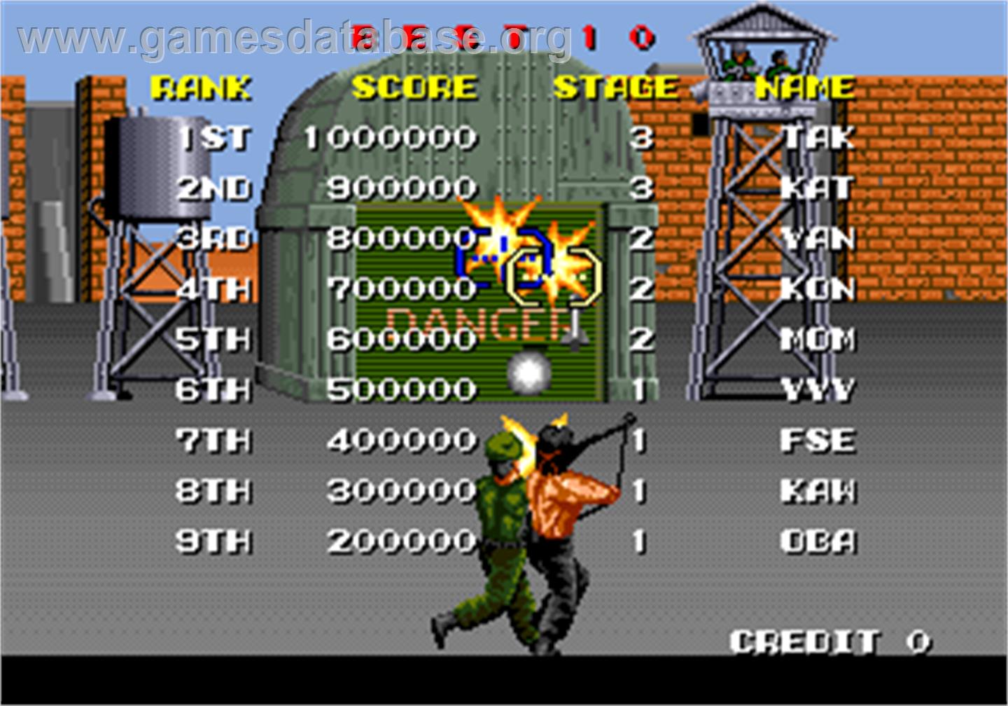 Rambo III - Arcade - Artwork - High Score Screen