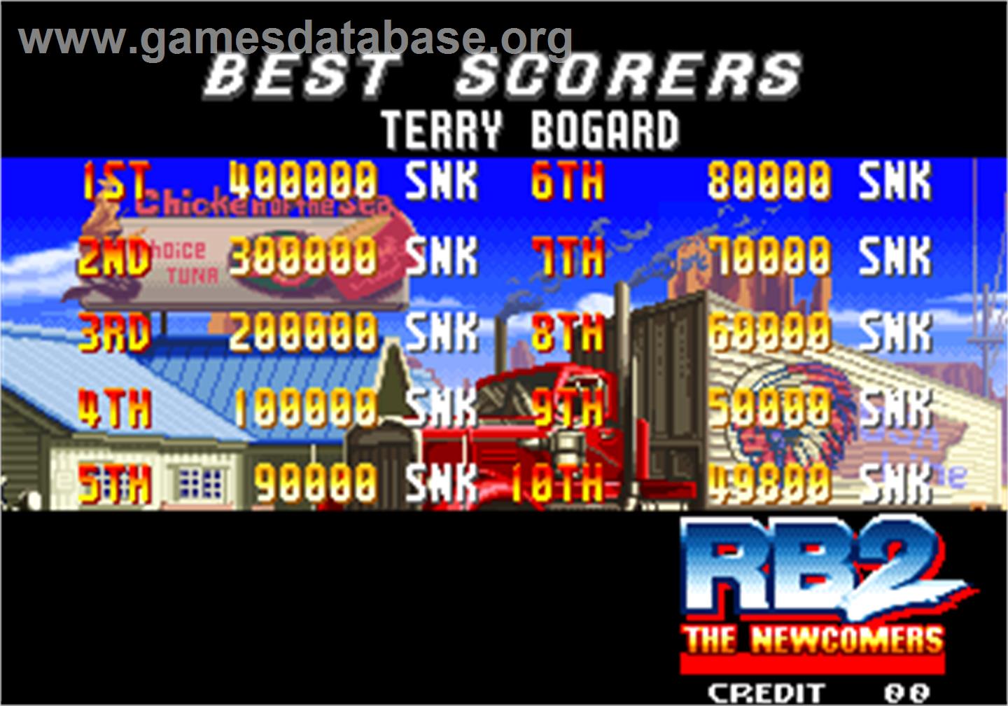 Real Bout Fatal Fury 2 - The Newcomers - Arcade - Artwork - High Score Screen