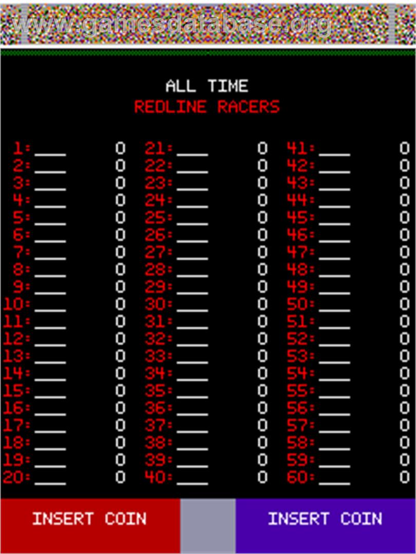 Redline Racer - Arcade - Artwork - High Score Screen
