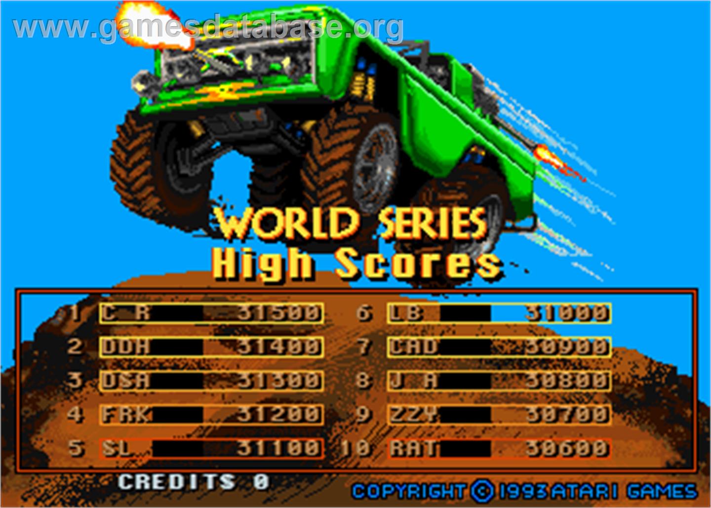 Road Riot's Revenge - Arcade - Artwork - High Score Screen