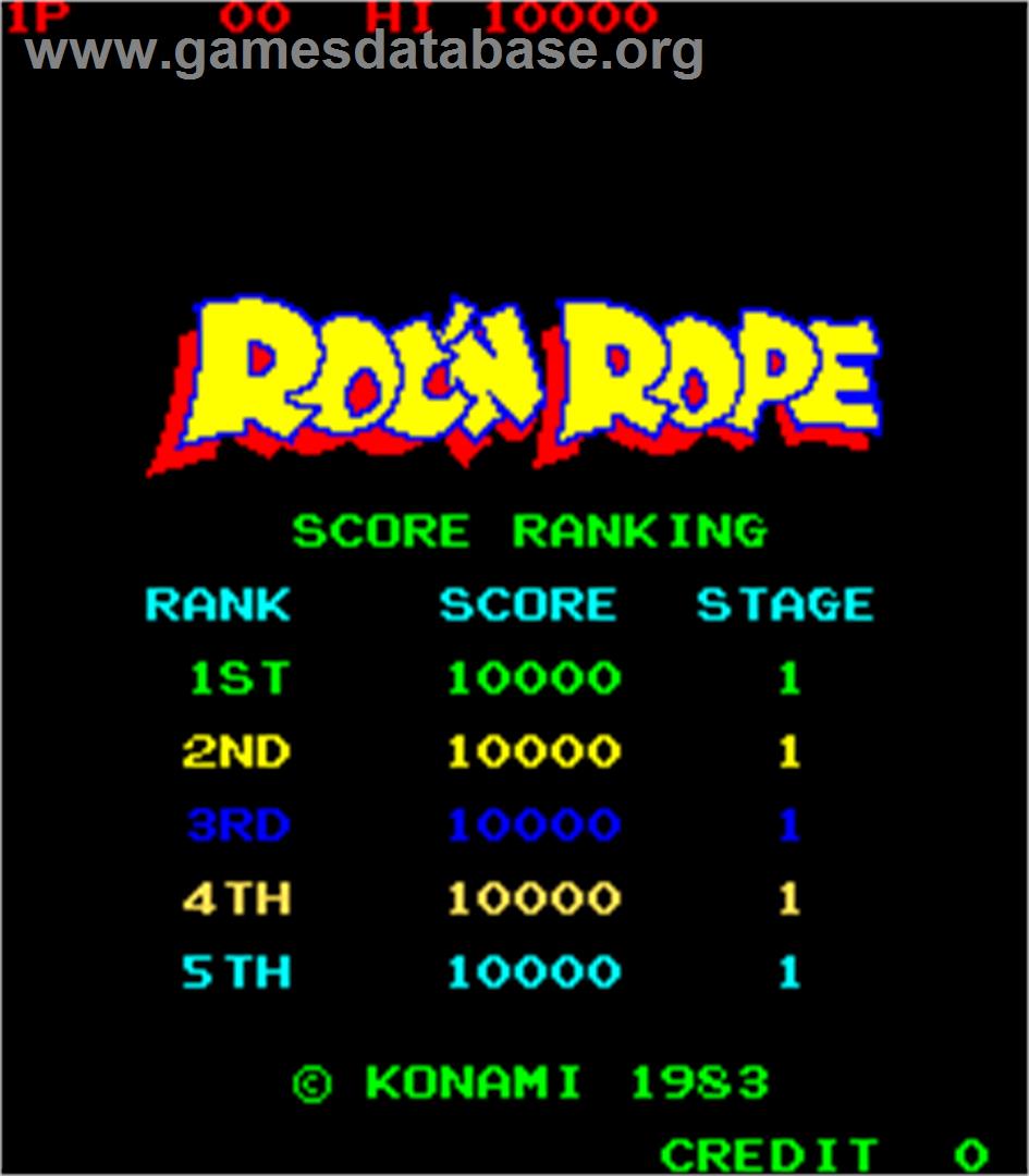 Roc'n Rope - Arcade - Artwork - High Score Screen