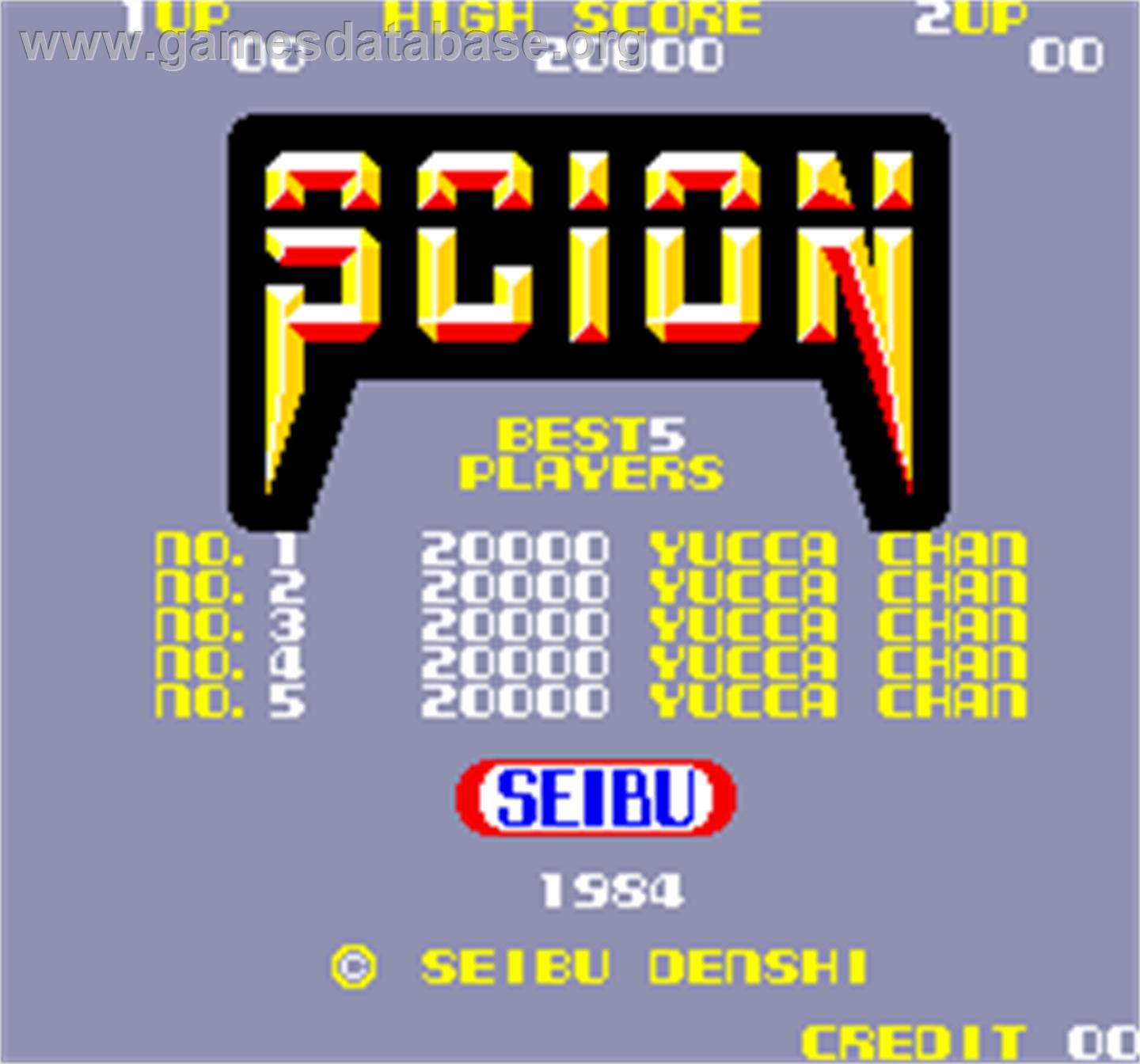 Scion - Arcade - Artwork - High Score Screen