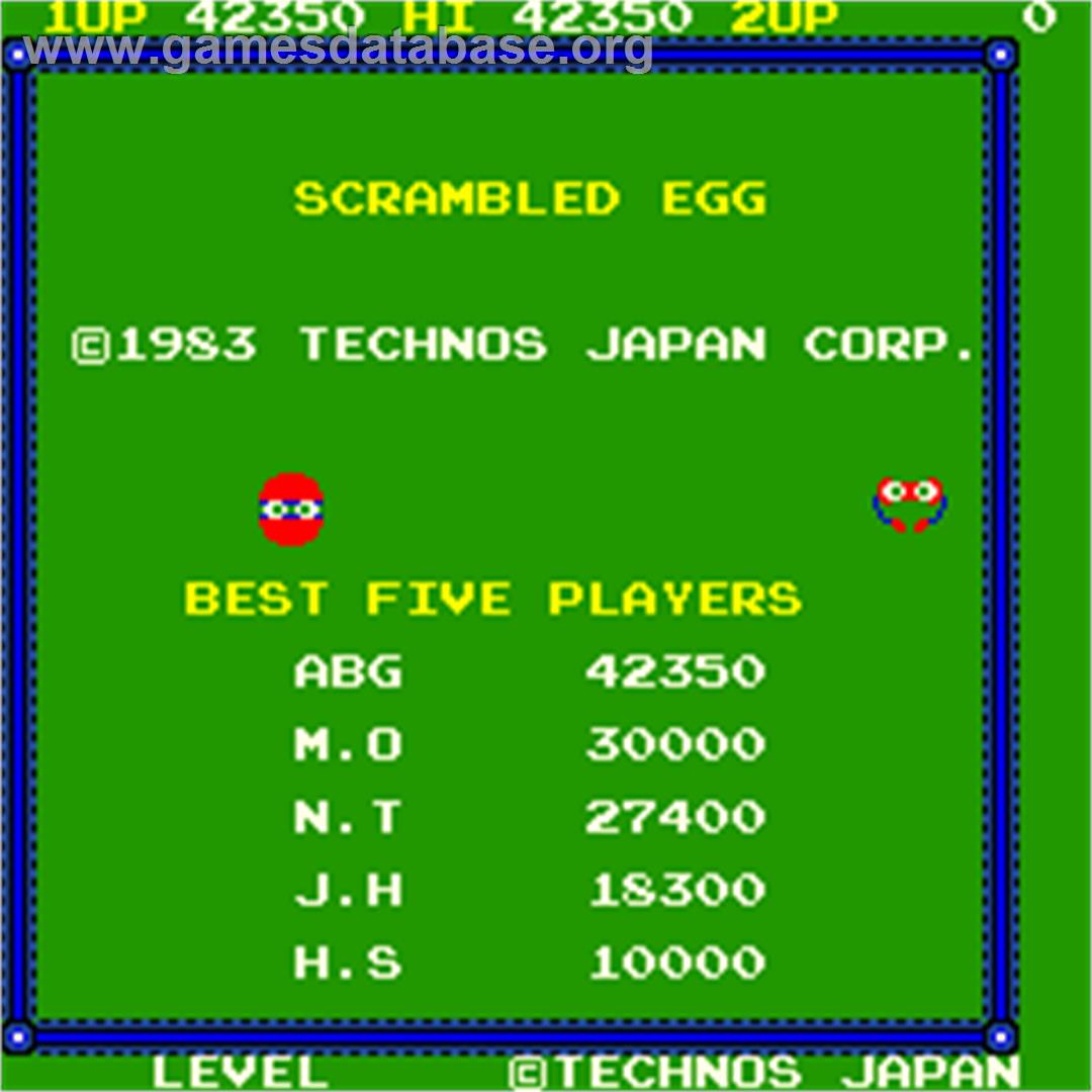 Scrambled Egg - Arcade - Artwork - High Score Screen