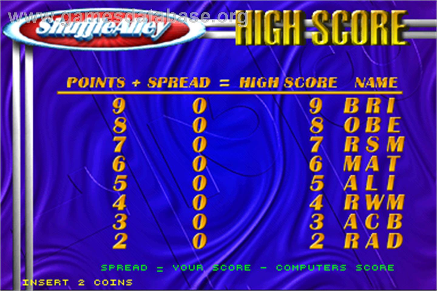 Shuffleshot - Arcade - Artwork - High Score Screen