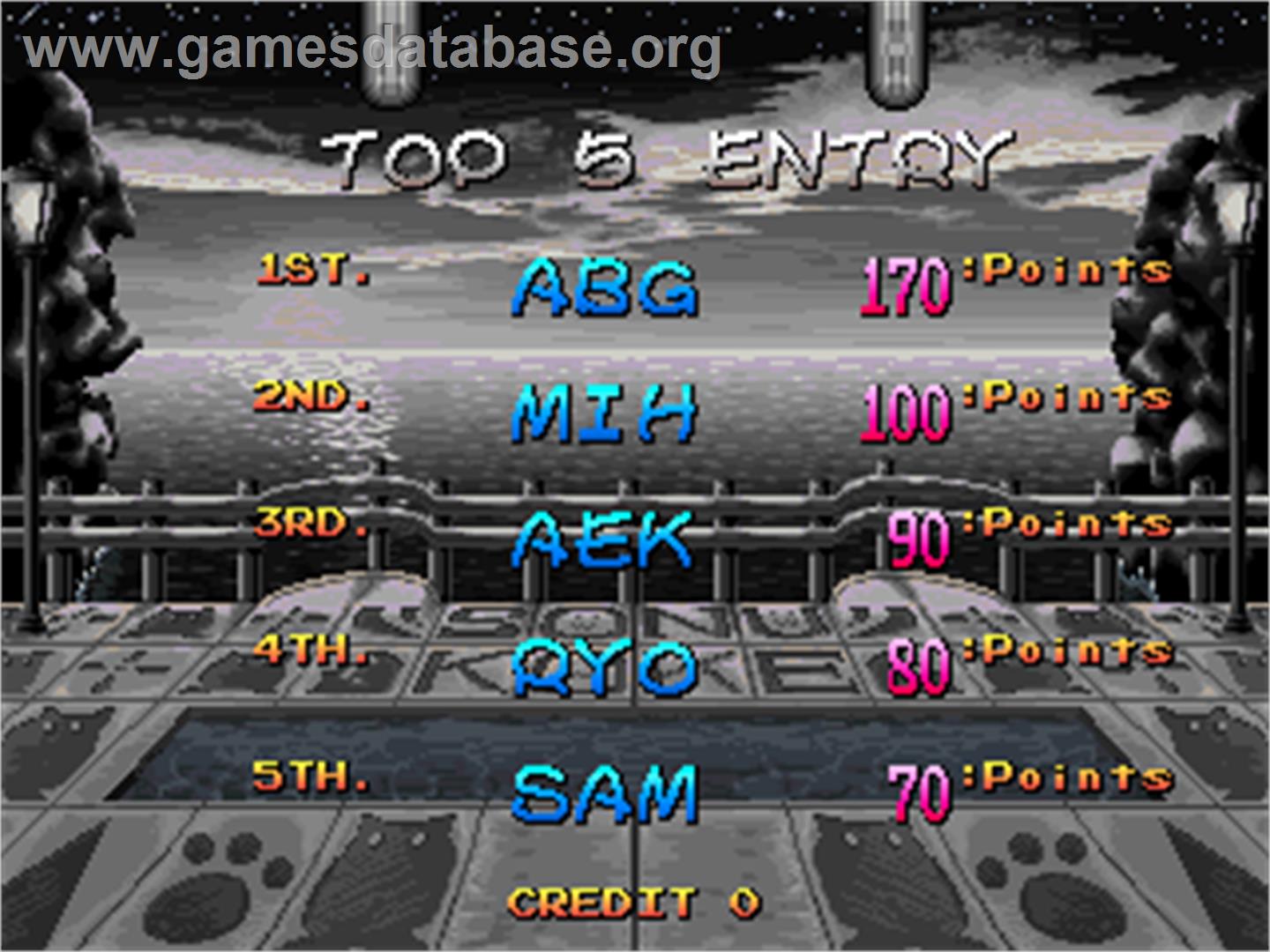 Sokonuke Taisen Game - Arcade - Artwork - High Score Screen