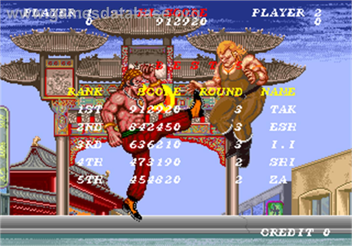 Solitary Fighter - Arcade - Artwork - High Score Screen