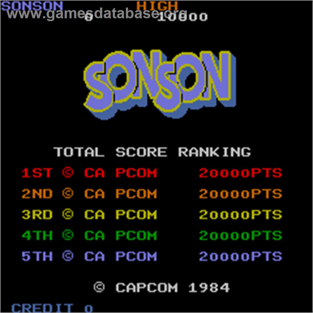 Son Son - Arcade - Artwork - High Score Screen