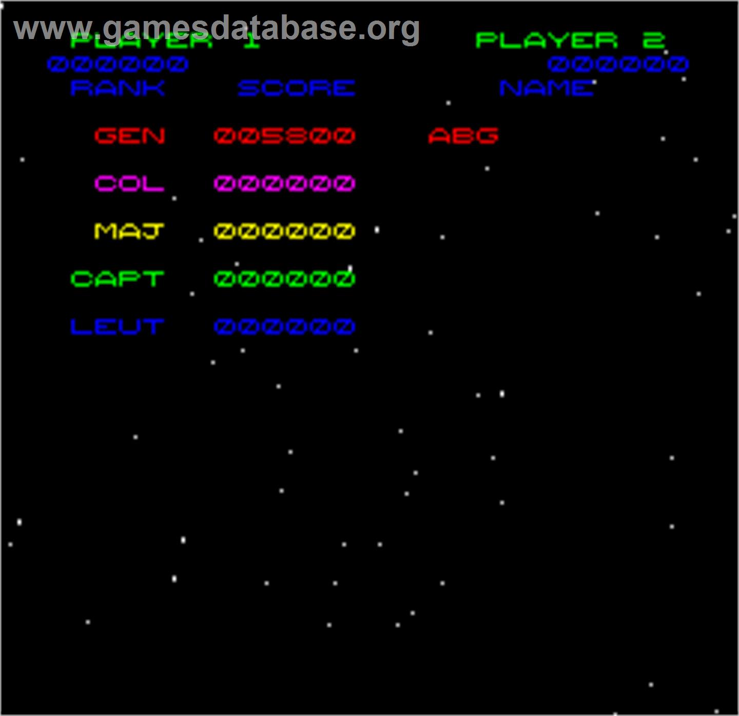 Space Fortress - Arcade - Artwork - High Score Screen