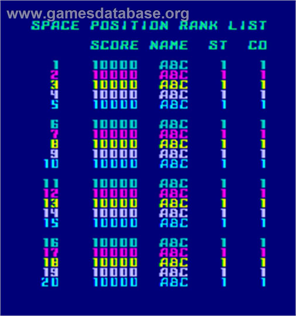 Space Position - Arcade - Artwork - High Score Screen