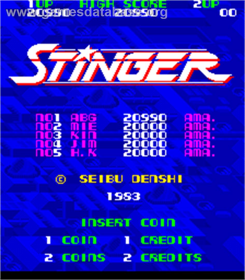 Stinger - Arcade - Artwork - High Score Screen