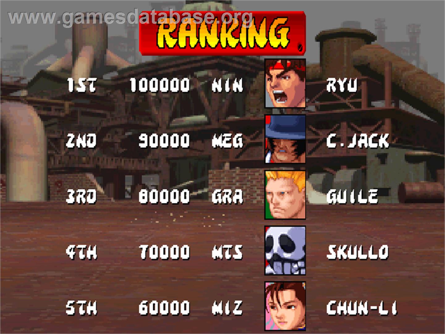 Street Fighter EX - Arcade - Artwork - High Score Screen