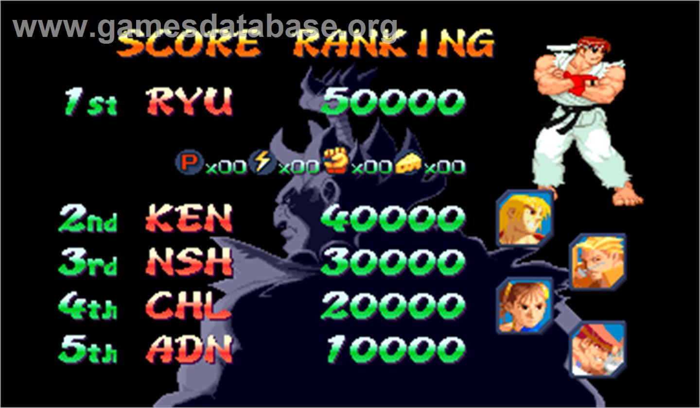 Street Fighter Zero 2 Alpha - Arcade - Artwork - High Score Screen
