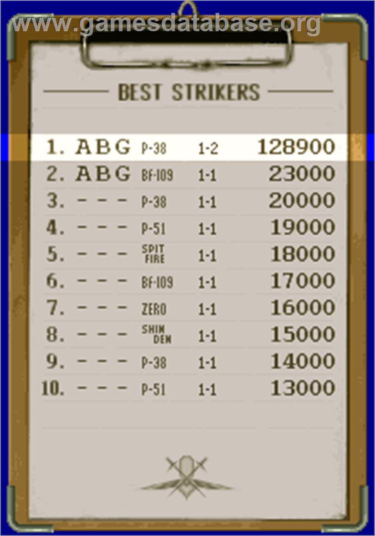 Strikers 1945 - Arcade - Artwork - High Score Screen
