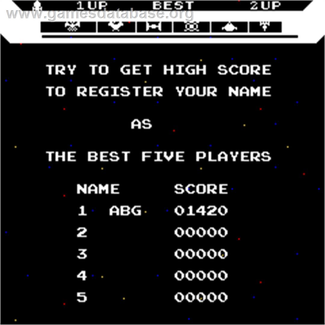 Super Astro Fighter - Arcade - Artwork - High Score Screen