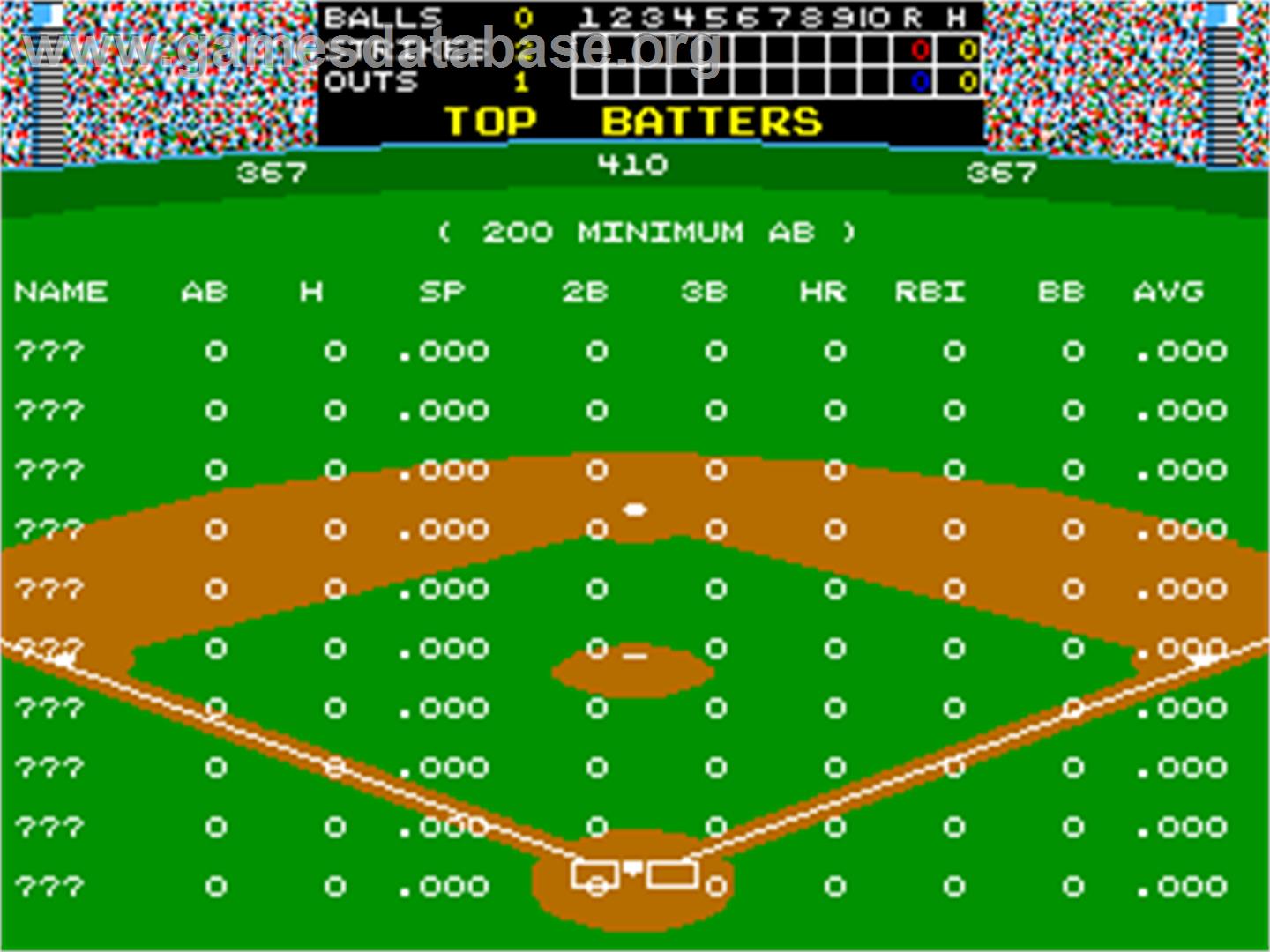 Super Baseball Double Play Home Run Derby - Arcade - Artwork - High Score Screen