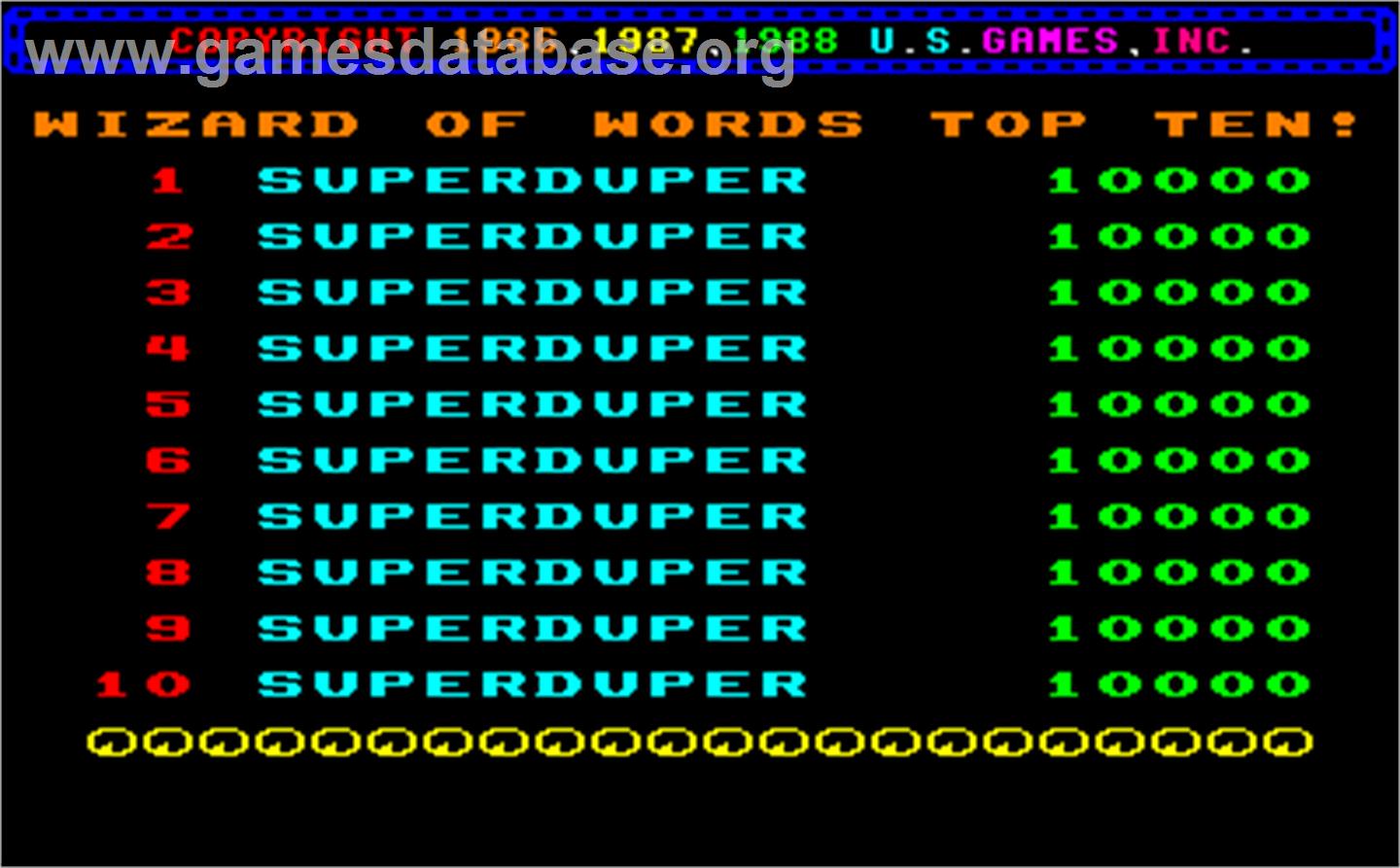Super Ten V8.3X - Arcade - Artwork - High Score Screen