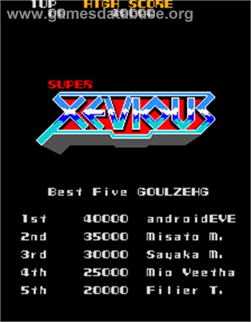Super Xevious - Arcade - Artwork - High Score Screen