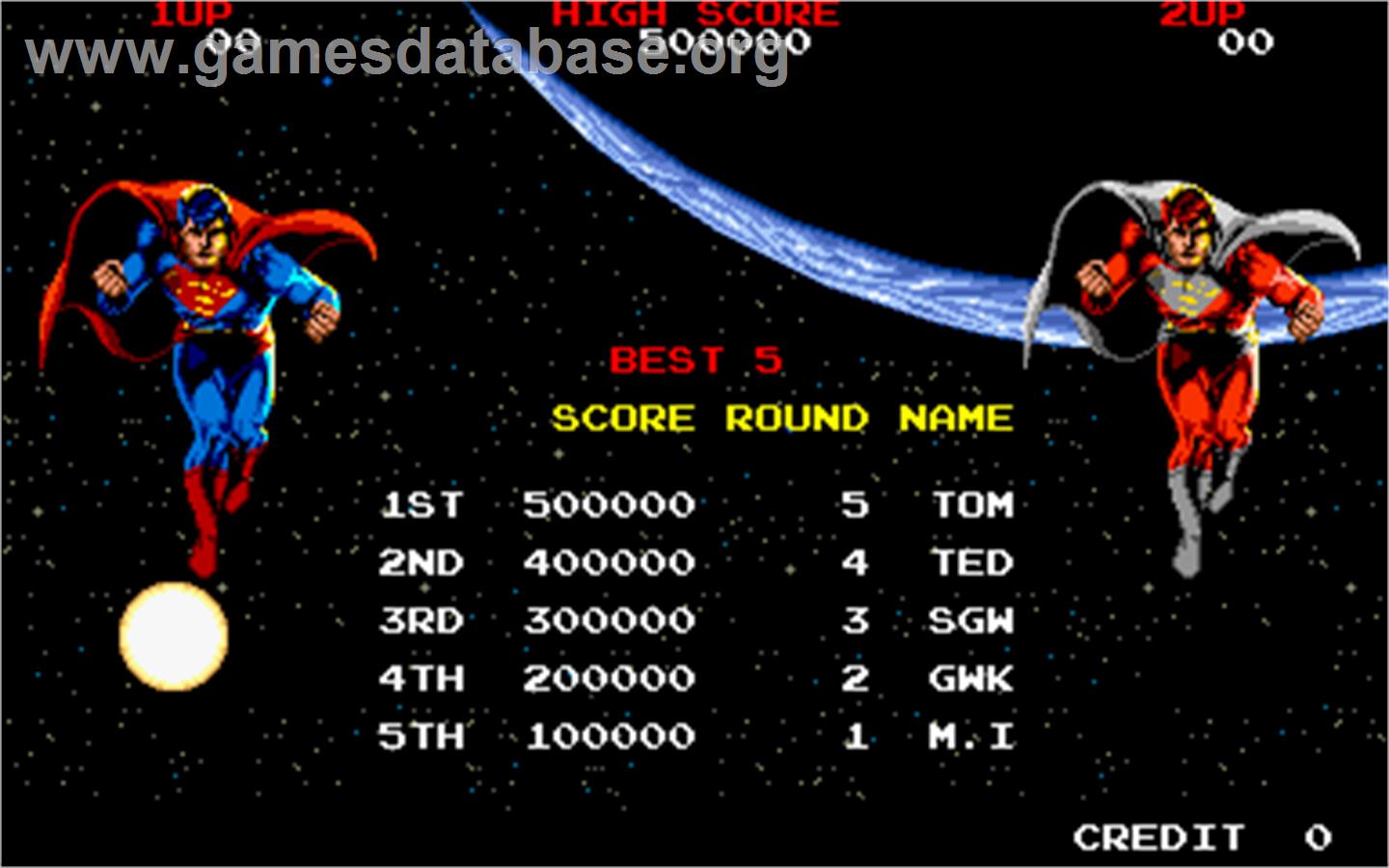 Superman - Arcade - Artwork - High Score Screen